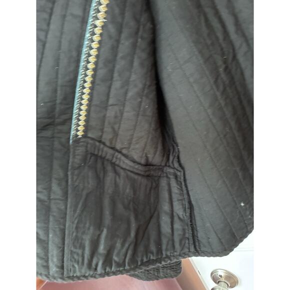 Pure Jill Seersucker Quilted Jacket Womens Size M Black Open Front Blazer - Picture 4 of 15
